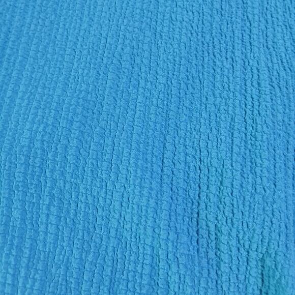 Ali Miles Medium Aqua Raglan-Long-Sleeved Crinkle Fabric Cowl-Neck Slit-Hem Top - Picture 7 of 11